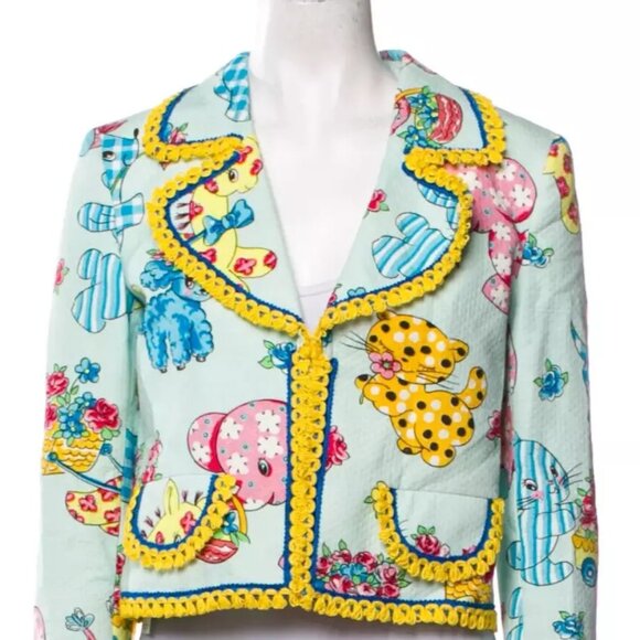 Moschino Couture Calico Animals Piquet Nursery Rhyme JACKET ONLY Lace US 6 2022 - Picture 7 of 13